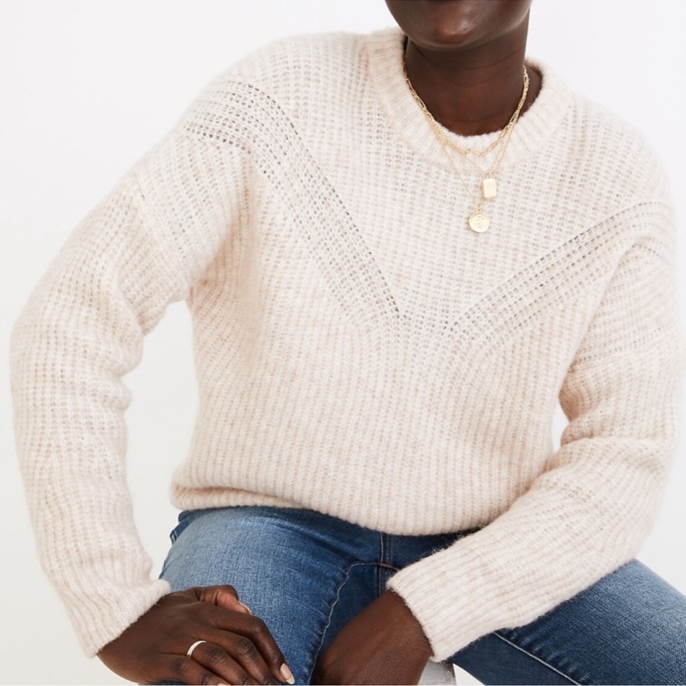 Madewell Belfiore Ribbed Pullover Sweater Women’s Clothing Heather Sz M